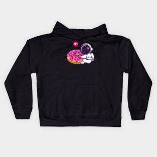 Cute Astronaut Hug Doughnut Cartoon Kids Hoodie